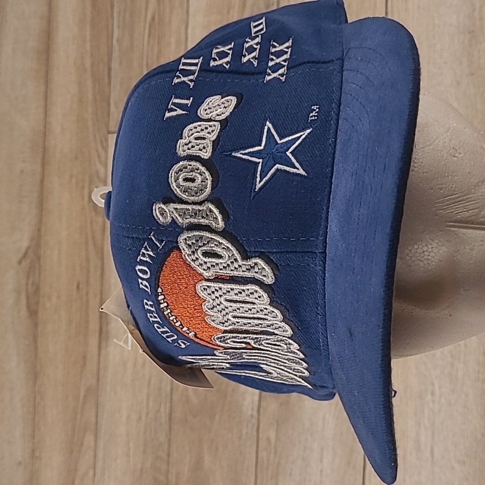 DALLAS COWBOYS NFL Blue EMB‎ Super Bowl Champions Snapback Cap Hat VTG 90s NEW